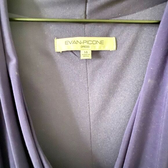 Evan Picone Surplice Neck Ruched Waist Cap Sleeve Midi Dress in Dark Purple 14 - Picture 5 of 6